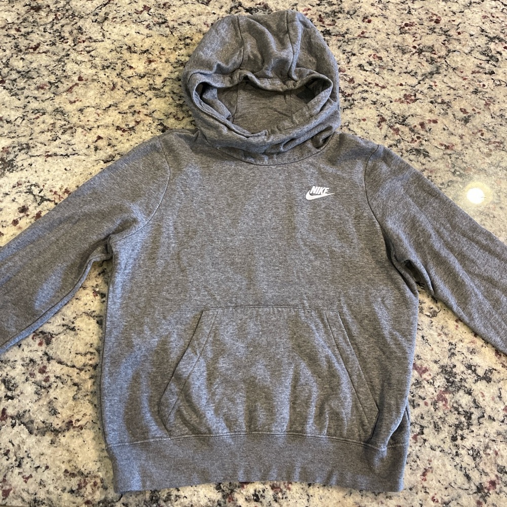 Nike Fleece Varsity Hoodie Gray Women’s Small. Funnel Neck